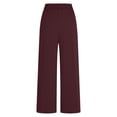 thumbnail image 5 of acuever Suit Trousers Women's High Waist Trousers Wide Leg Fabric Elegant Straight Leg Business Outfit Chic Pleated Trousers Long Summer Women's Casual Pants Wine Hidden Waistband Pocket（3Xl）, 5 of 7