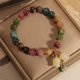 thumbnail image 2 of Pulseras de cristal curativo Pulsera de cuentas-Assote Pulsera de turmalina de color natural, Colgante de flor de lirio de los valles tallado a mano, 2 of 5