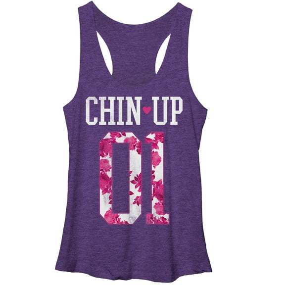 Women's CHIN UP Number One  Racerback Tank Top Purple Heather Small