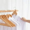 thumbnail image 4 of NIBOLOG Wooden Hangers High Durability Groove Design Non-Slip Smooth Surface Burr Free Space-saving Reusable Shirt Wooden Hanger Clothes Drying Racks for Home, 4 of 8