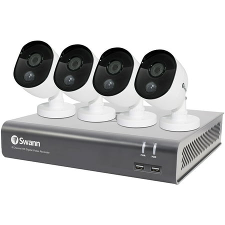 UPC: 0840236123124 | Swann SWDVK-845804V-US 8-Channel 1080p 1TB DVR with 4 Cameras & Google Assistant