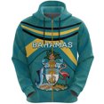 thumbnail image 2 of Sudadera con capucha y cremallera con la bandera de las Bahamas, emblema nacional de las Bahamas, estampado 3D, para hombre y mujer, sudaderas de gran tamaño, 2 of 4