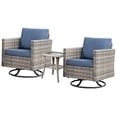 thumbnail image 2 of Ovios 3 Pieces Outdoor Patio Furniture Wicker Bistro set with Swivel Chairs and Side Coffee Table for Backyard, 2 of 6