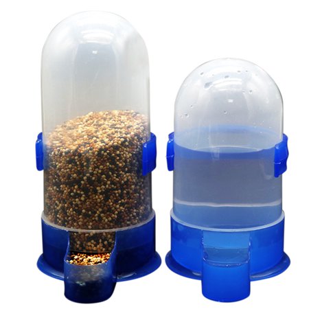 Plastic Bird Feeder Waterer Automatic Food Water Feeder With Cage