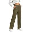 thumbnail image 2 of Bloomae Womens High Waist Button Stretchy Work Pants Comfortable Straight Leg Office Dress Pant Business Casual Trousers with Pockets, 2 of 8