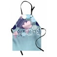 thumbnail image 1 of Funny Apron Clouds with Smiley Faces and Ornate Motifs Happiness Fun Rainy Season Graphic Image, Unisex Kitchen Bib Apron with Adjustable Neck for Cooking Baking Gardening, Pink Blue, by Ambesonne, 1 of 3