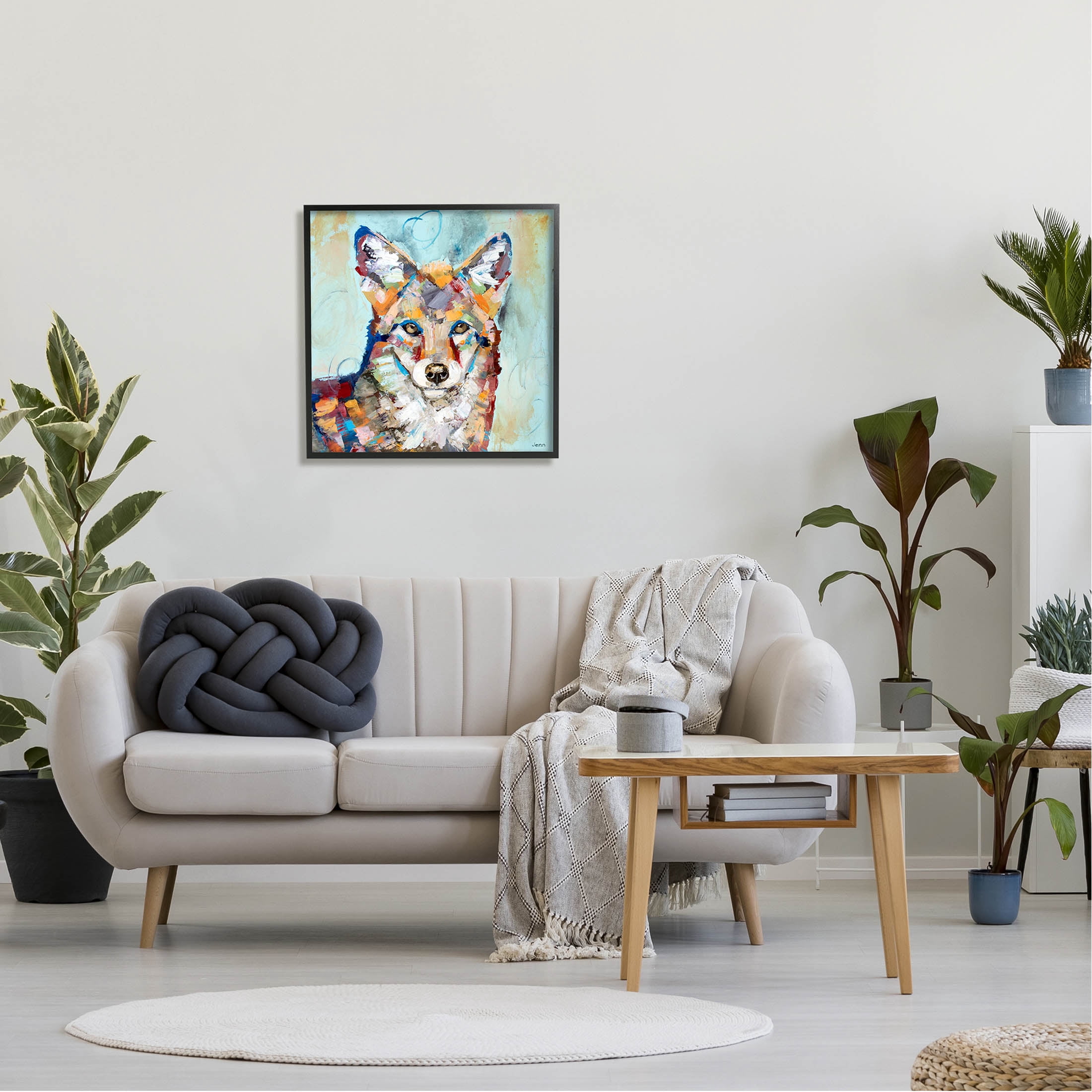 Abstract Fox Painting Modern Strokes Animals & Insects Painting Black Framed Art Print Wall Art