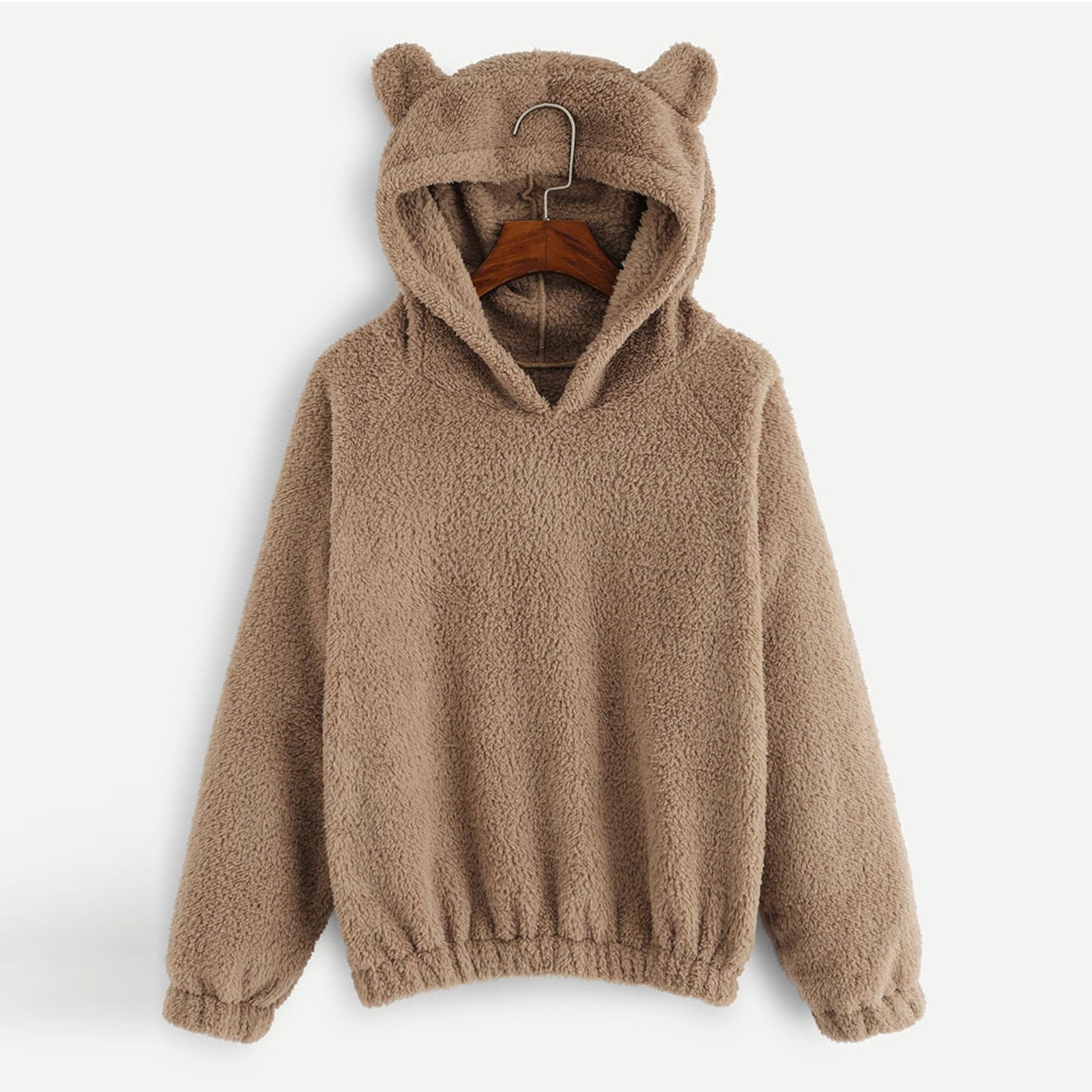 Xzngl Long Sleeve For Women Womens Long Sleeve Fleece Sweatshirt Warm Bear Shape Fuzzy Hoodie Pullover Womens Fleece Pullover Womens Pullover Hoodie F