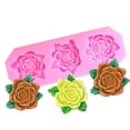 thumbnail image 3 of TIMIFIS 1 Moule 3 Roses Fleurs Roses avec Feuilles Fondant Décoration de Gâteau Gadgets de Cuisine, 3 of 8