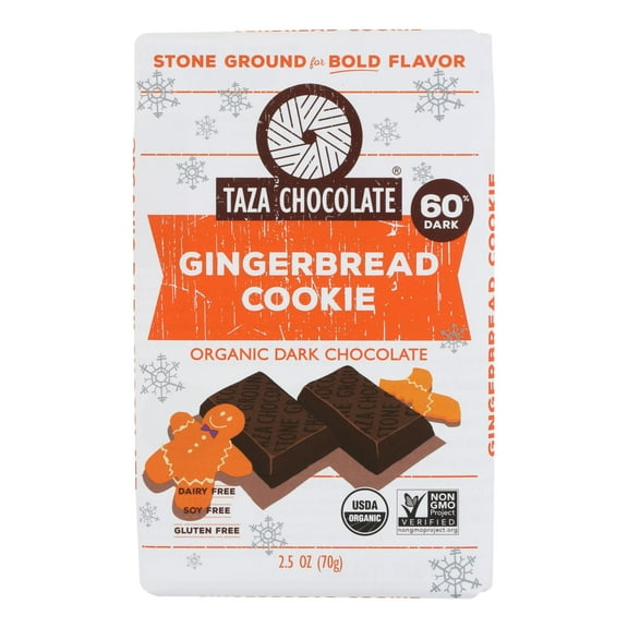 Taza Chocolate - Chocolate Bar 60% Dark Stone Ground Gingerbread Cookie - 2.5 oz.