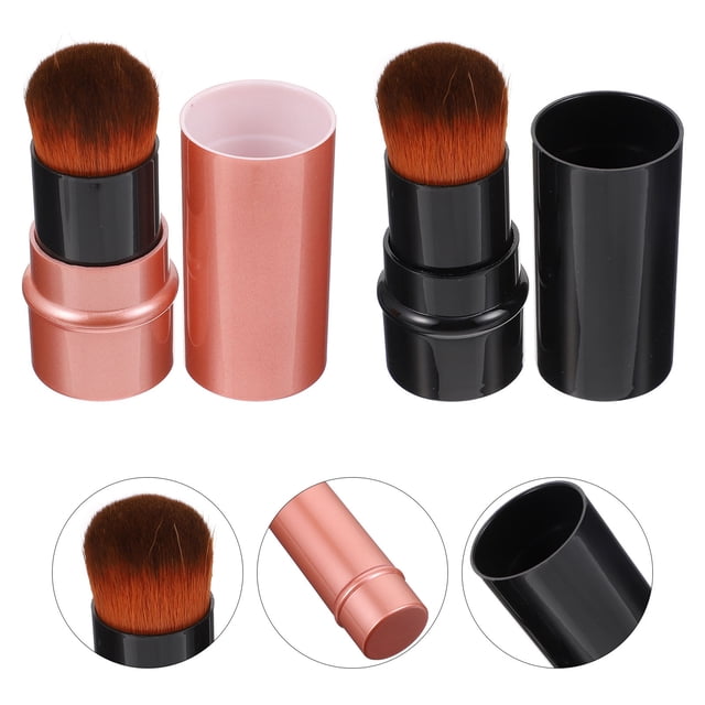 AURARMLET 2Ud Brochas De Maquillaje Retráctiles Para Base Y Polvo En Color Rojo Para Uso En Casa