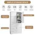 thumbnail image 5 of Tcbosik Tall Bathroom Storage Cabinets, Modern Linen Storage Cabinet with 3 Doors & 5 Shelves & 3 Drawer, 62" H Storage Cabinet Freestanding for Bathroom, Living Room, Home Office, Kitchen, White, 5 of 10