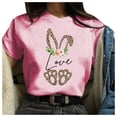thumbnail image 2 of Hauts d'Été Grande Taille pour Femmes Col Rond Imprimé Jour de Pâques Décontracté Manches Courtes T-shirt Col en V Femmes en Solde, 2 of 4