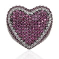 thumbnail image 2 of Anillo de cobre chapado en plata estilo hip hop con forma de corazón exagerada para mujeres y hombres, anillo de piedra CZ helada de alta calidad, regalo de joyería, 11, rojo, 2 of 5