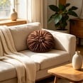 thumbnail image 2 of Round Velvet Throw Pillow, Ruched Decorative Cushion, Pleated Rosette Accent Pillow With Soft Filled Center, Sofa Bed Chair Window Seat Home Decoration Cushion, 2 of 6