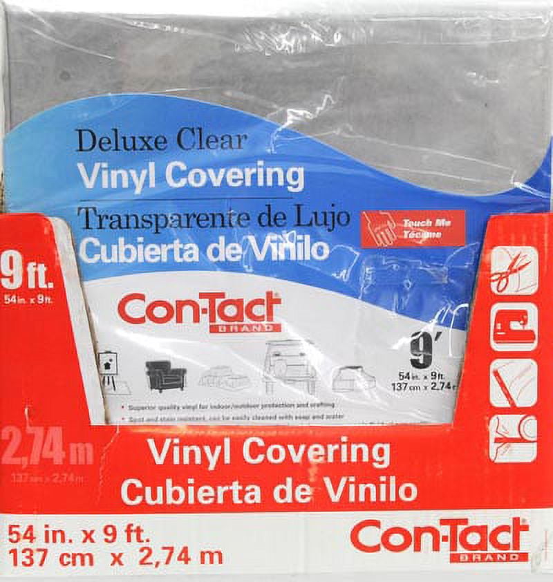 (2 pack) Con-Tact Medium-Weight Deluxe Clear Vinyl Covering 54 in x 9 ft for Multi-Purpose Surface Protection