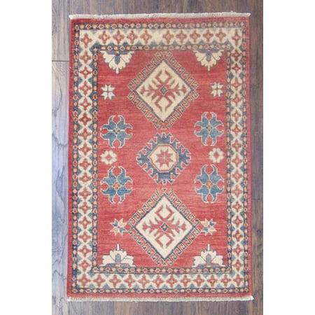 Wahi Rugs Hand Knotted Tribal Super Kazak Natural-dye 2'0"x4'0" -w544