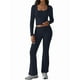 thumbnail image 1 of Conjuntos de Salón para Mujer, Conjuntos Casuales Y2K de 2 Piezas, Tops Cortos de Corta, Pantalones Acampanados con Pliegues y Chándales. Azul Marino L, 1 of 9