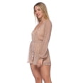 thumbnail image 5 of Fashion Rose Gold Metallic Long Sleeves Deep-V Romper, 5 of 7