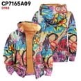 thumbnail image 2 of Men's Ethnic Print Fleece Hooded Sweatshirt Jacket, Thickened Warm Long Sleeve Coat with Pockets for Fall Winter Casual Outdoor Wear and Holiday Season Gift,Multicolor,L, 2 of 8