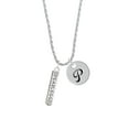 thumbnail image 2 of Delight Jewelry Silvertone Fearless Bar Silvertone Script Initial Disc - P - Charm Necklace, 20"+3", 2 of 4