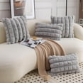 thumbnail image 3 of Wishrage Faux Fur Plush Throw Pillow Covers 12x20 Inch Set of 2 - Square Decorative Pillowcase Checkered Soft Fuzzy Cozy Cushion Case for Couch,Sofa,Living Room, 3 of 4