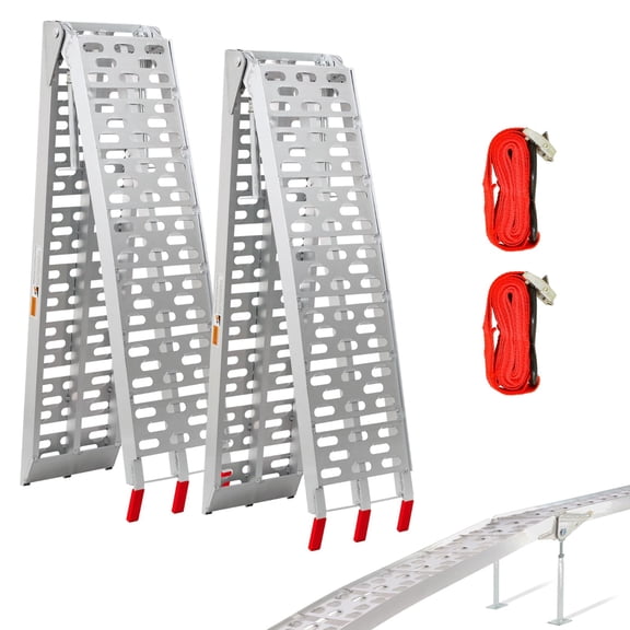 Aluminum Loading Ramps for Arched Motorcycle ATV/UTV Truck Lawn with/Legs 2Pcs