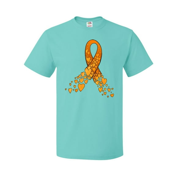 Inktastic Leukemia Awareness with Orange Ribbon Made of Hearts T-Shirt