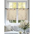 thumbnail image 3 of Sheer Curtains 54 Inches Long 2 Panels, Abstract Flower Leaves Rod Pocket Curtain Voile Draperies, Retro Floral Brown Light Filtering Window Treatment for Living Room Kitchen Bedroom, 3 of 8