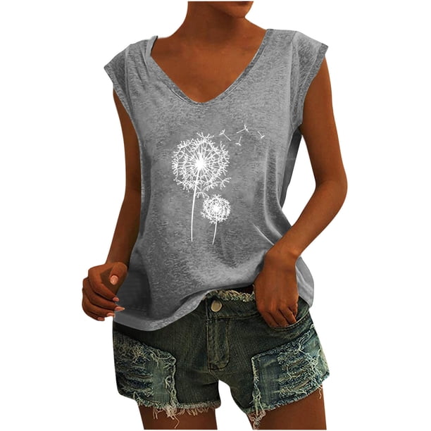 Camisas con estampado informal con estilo para mujer, camisetas holgadas de manga corta de talla grande, blusa con cuello en V OAVQHLG3B Store lin121212