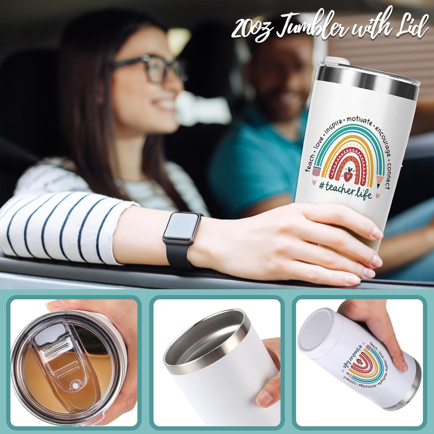 Teacher Gifts for Women 2025,Teacher Appreciation Gifts Tumbler for Women Men Girls Thank You Funny Gift Ideas Valentines Day Gifts for Teachers 20oz Tumbler