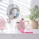 thumbnail image 3 of Botella de perfume transparente de 100 ml con atomizador y borlas de pulverización larga, color rosa, vintage, rellenable, vacía, con embudo y gotero., 3 of 5