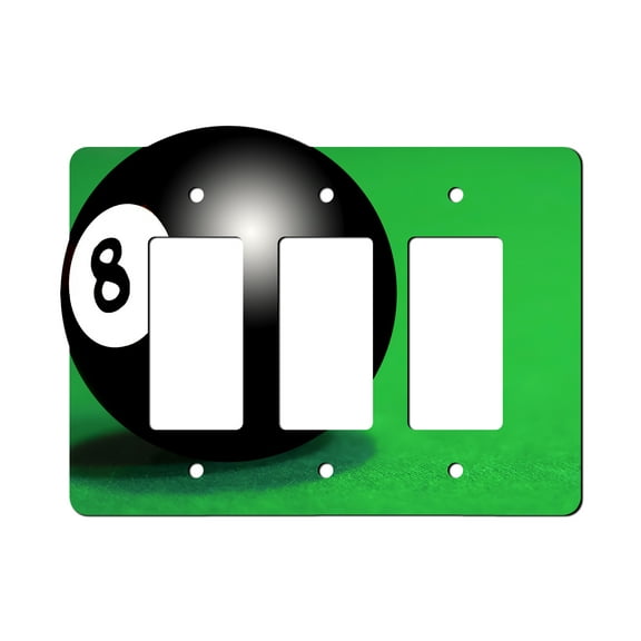 Off The Wall Plates - 8 Ball Pool Billiards Classic Decorative Acrylic Cover Triple Paddle Rocker Wallplate