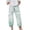 Light Blue, variant on Aoochasliy Linen Pants for Women Elastic Waist Buttons Printing Thin Stretch Skinny Pants for Casual Home Holiday