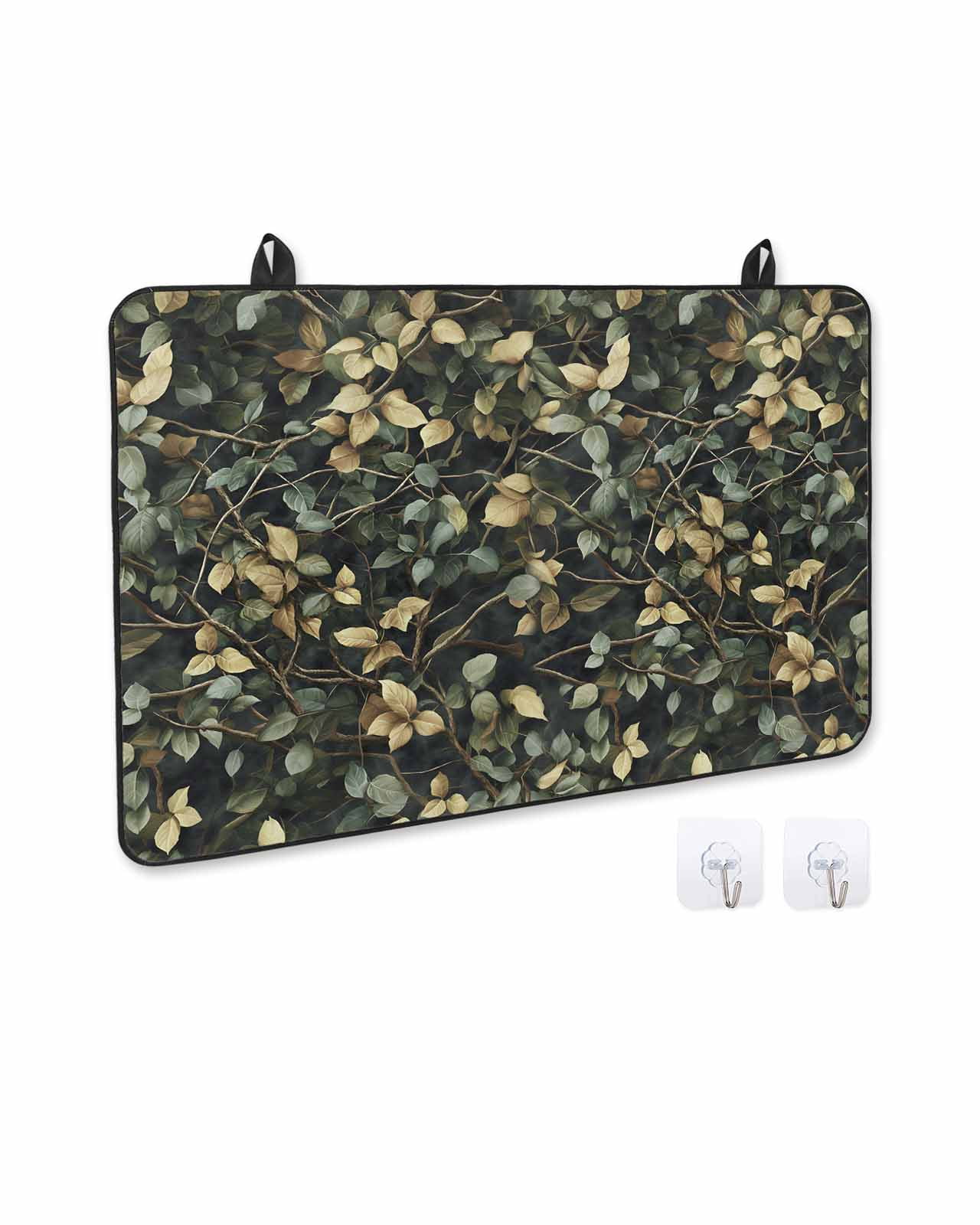 nqOlkjepod Large Induction Cooktop Protector Mat 24"x21", Branches Green Leaves Stove Top Covers for Electric Stove, Vintage Botanical Forest Stove Burner Cover Mats, Glass Top Stove Cover