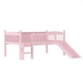 thumbnail image 5 of Miniyam Twin Loft Bed with Slide, Storage Shelves & LED Lights, Wood Kids Bed with Guardrails, Pink, 5 of 7