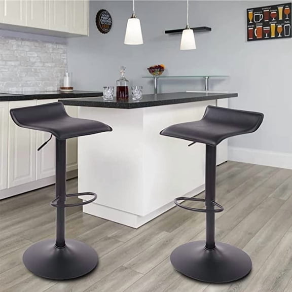 Set de 2 Bancos para Barra HOMEMAKE FURNITURE Todo Negro Altura Ajustable Giratorio 360