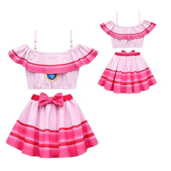 Girls 2-Piece Swimsuit Princess Peach Bikini Bathing Suit Tankini Swimwear