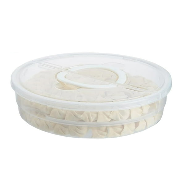2 Compartments Pizza Storage Container,11.8X3.4In Round Pie Carrier with Lid and Handle,Clear Reusable Pizza Tray for Cupcakes