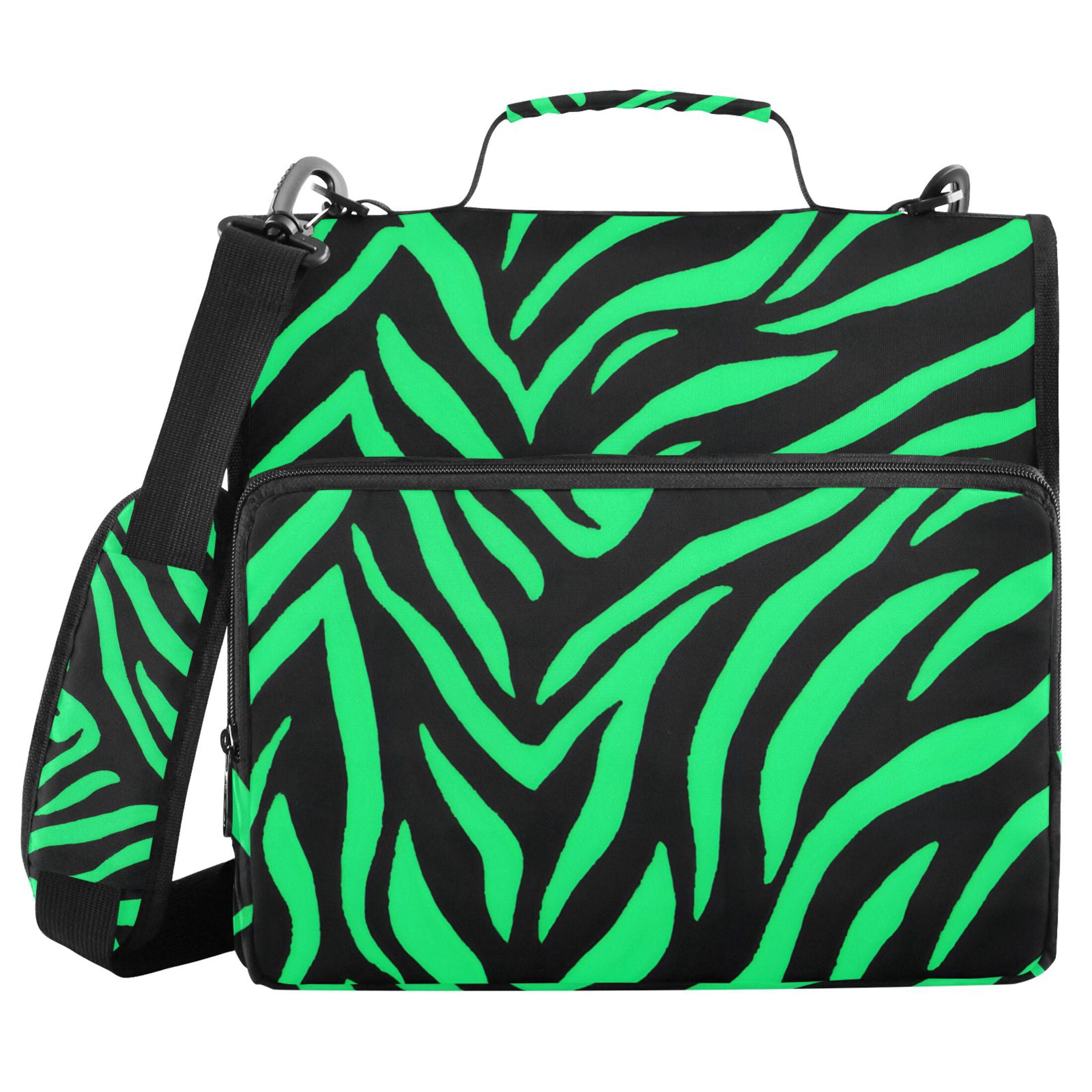 ALAZA Zipper Binder Zebra Stripes Green 3 Ring Trapper Keeper File Folder Organizer Bag