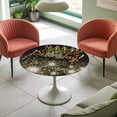 thumbnail image 4 of Happy Birthday Elastic Fitted Round Table Cover Fireworks Candle Black Gold Waterproof Outdoor Tablecloth for Holiday Party, Picnic, Patio & Dining Fits Tables Up to 45"-54", 4 of 8