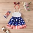thumbnail image 4 of Wxirdiow Dresses for Girls Baby Girls 4th of July Outfit American Flag Dress Toddler Red White and Blue Patriotic Dresses and Hair Band Blue Size,18-24 Months, 4 of 8