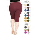 thumbnail image 3 of Stretch Is Comfort Women's Cotton Knee Length Leggings Burgundy 2X, 3 of 6