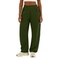 thumbnail image 5 of Women's Fashionable Solid Color Elastic Waist Pocket Casual Sweatpants Pants for Women's Comfortable Lounge and Everyday Casual Wear,Army Green,M, 5 of 6