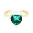thumbnail image 2 of AFFY Heart-Cut Simulated Emerald May Birthstone Solitaire Ring In 14K Yellow Gold Over Sterling Silver (3.5 Cttw), 2 of 6