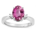 thumbnail image 2 of Star K � 3 Three Stone Oval Created Pink Sapphire Classic Engagement Promise Ring, 2 of 9
