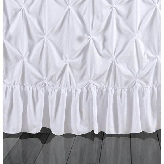 SPRING HOME PINCHED PLEAT FABRIC SHOWER CURTAIN WHITE