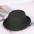 thumbnail image 4 of Summer Breathable Mesh Pork Pie Hat, Lightweight Straw Fedora Bowler Sun Hat for Men Women, Packable Crushable Beach Travel Hat,Army Green, 4 of 4