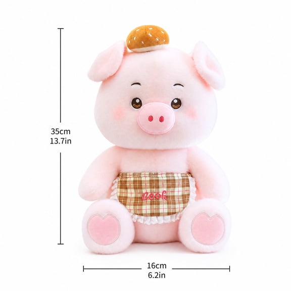 Cthrlog Stuffed Animal Plushies Bedtime Soft Plush Toy Cute Baking Pig with Apron, Weighted Stuffed Animals Gifts for Kids Toddlers Birthday Christmas