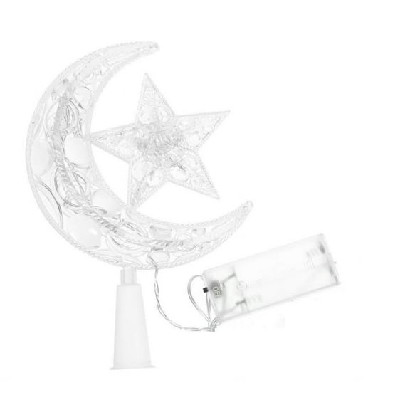 Tree Topper Holder Stabilizer Star Moon Lighted Treetop Stand - Christmas Tree Decoration With Warm LED Lights for Xmas Tree Top Ornament